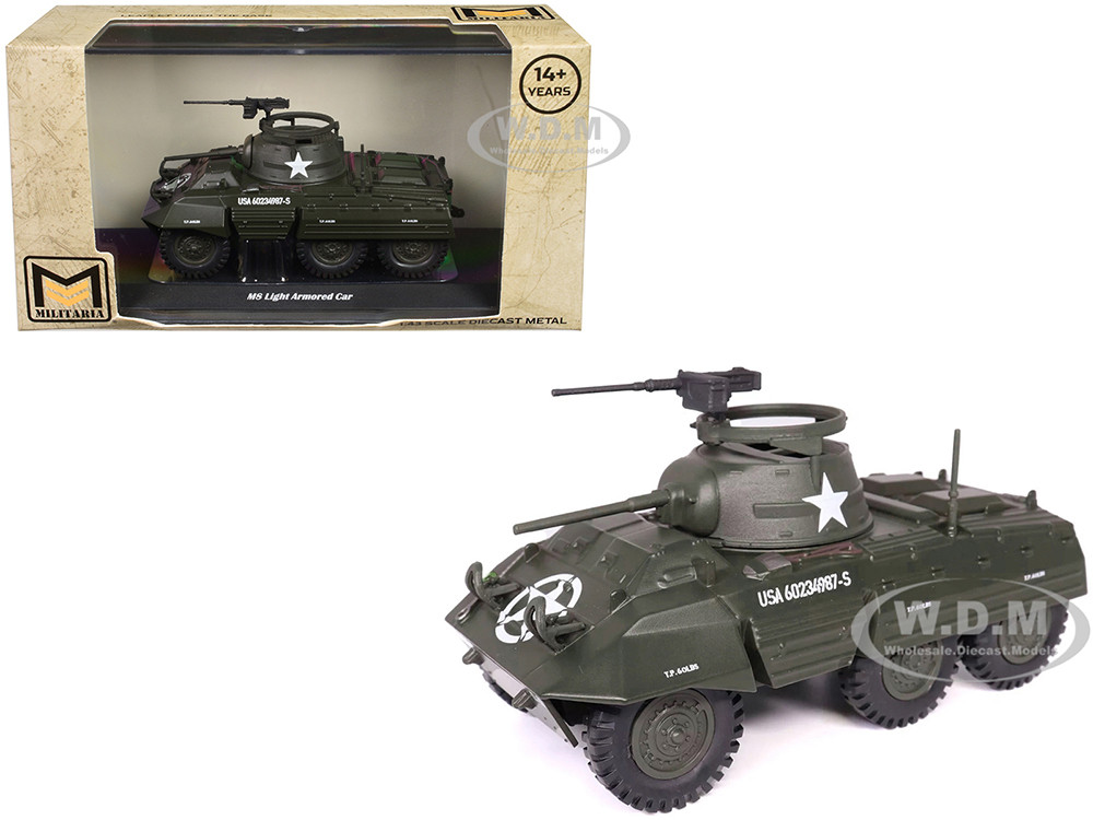 M8 Light Armored Car Olive Drab "United States Army" 1/43 Diecast Model by Militaria Die Cast diecast model