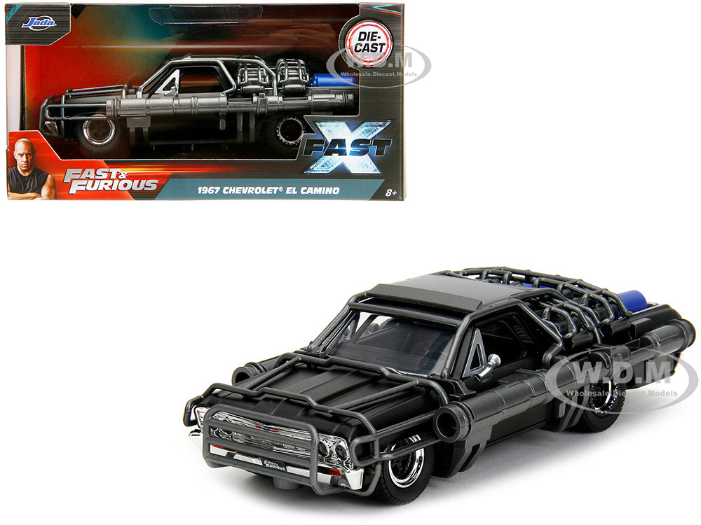 1967 Chevrolet El Camino with Cannons Matt Black "Fast X" (2023) Movie "Fast & Furious" Series 1/32 Diecast Model Car by Jada diecast model