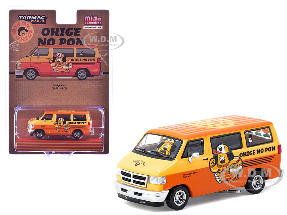 Dodge Van "Ohige no Pon" Orange Two-Tone "Global64" Series 1/64 Diecast Model by Tarmac Works diecast model