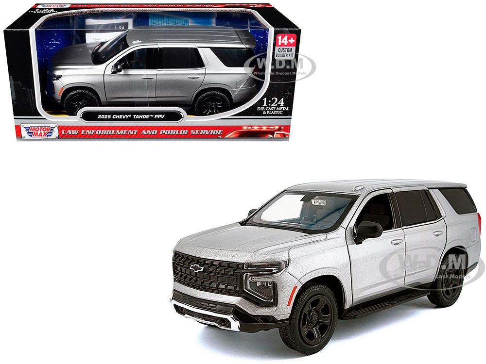 2025 Chevrolet Tahoe PPV Silver Metallic "Custom Builder's Kit - Law Enforcement and Public Service" Series 1/24 Diecast Model Car by Motormax diecast model