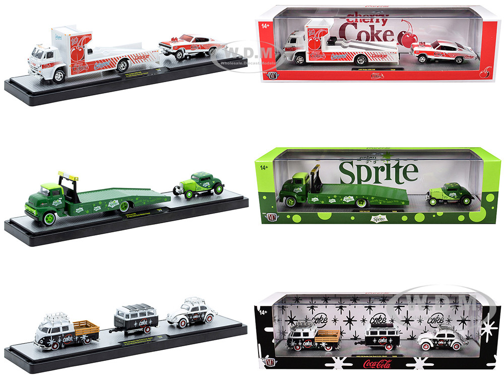 Auto Haulers "Soda" Set of 3 pieces Release 36 Limited Edition to 8000 pieces Worldwide 1/64 Diecast Models by M2 Machines diecast model