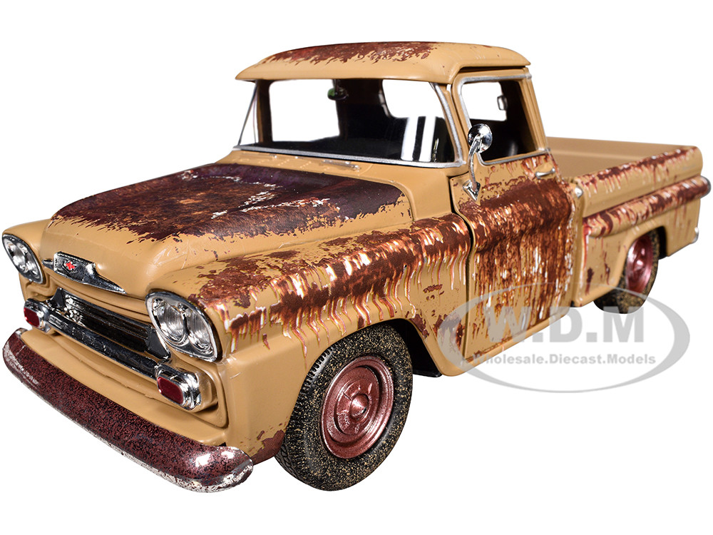 1958 Chevrolet Apache Fleetside Pickup Brown (Rusted) "Weathered Treasures" Series 1/24 Diecast Model Car by Motormax diecast model