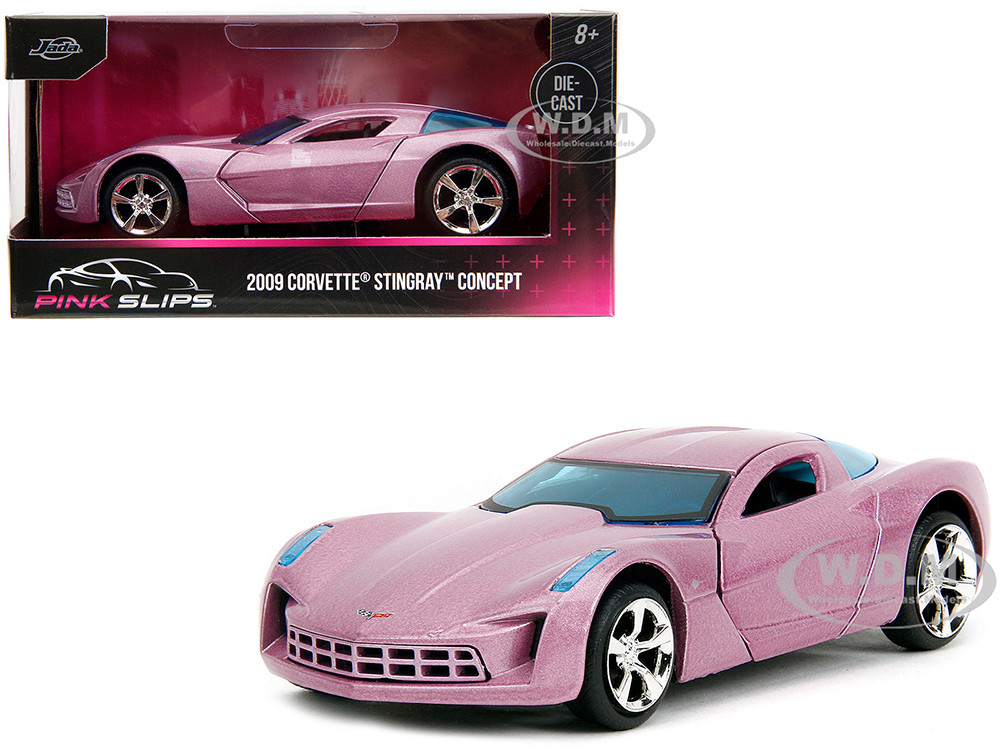 2009 Chevrolet Corvette Stingray Concept Pink Metallic with Blue Tinted Windows "Pink Slips" Series 1/32 Diecast Model Car by Jada diecast model
