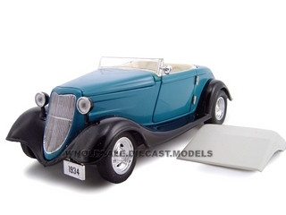 1934 Ford Custom Convertible Blue 1/24 Diecast Car Model by Unique Replicas diecast model
