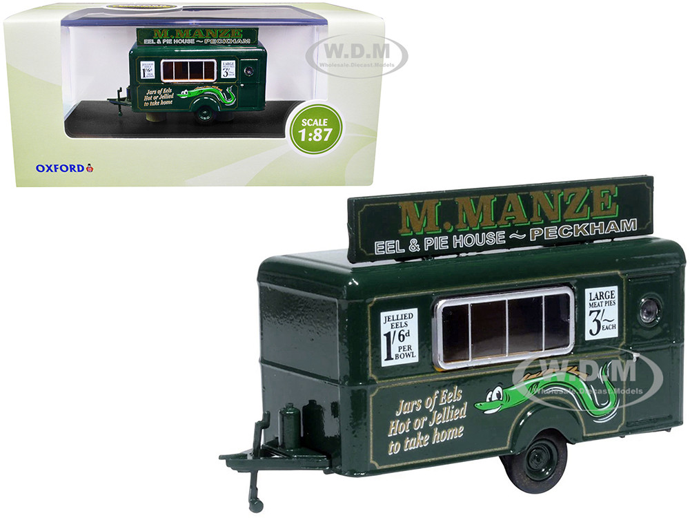 Mobile Food Trailer "M. Manze Eel and Pie House - Peckham" 1/87 (HO) Scale Diecast Model by Oxford Diecast diecast model