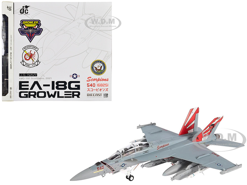Boeing EA-18G Growler Aircraft "VAQ-132 Scorpions" United States Navy 1/72 Diecast Model by JC Wings diecast model