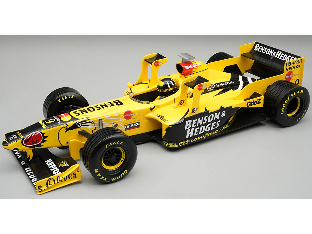 Jordan 198 #9 Damon Hill "Benson & Hedges Jordan-Honda" Formula One F1 "San Marino-Imola GP" (1998) with Driver Figure and Display Case "Mythos Series diecast model