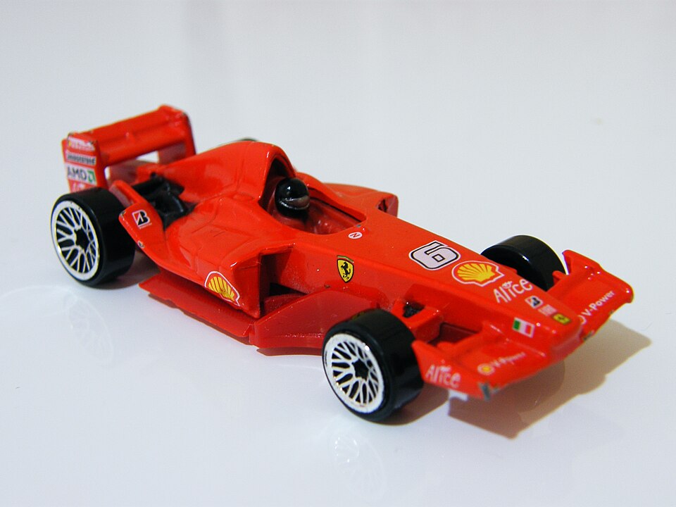 Hot Wheels Ferrari Formula One model with race livery markings