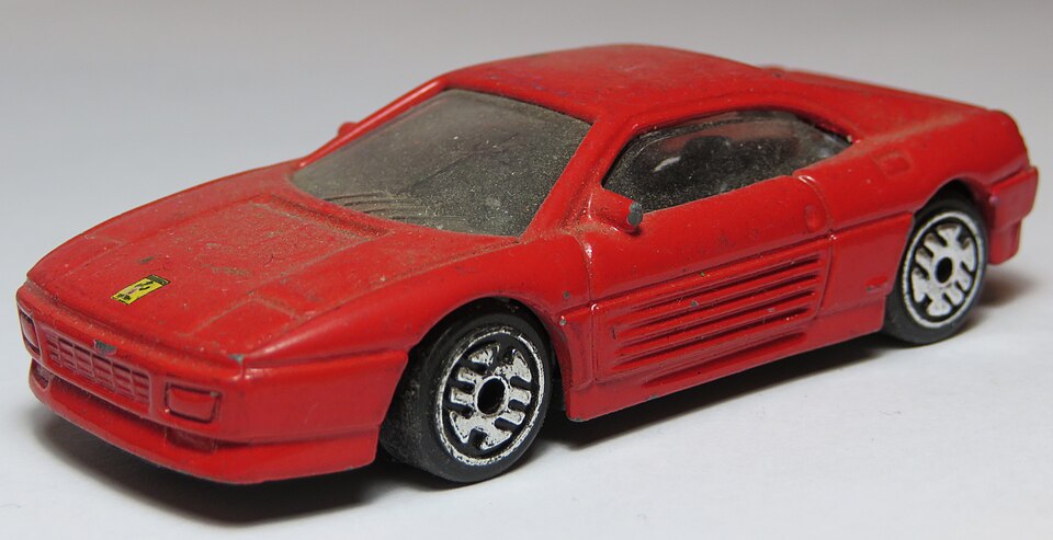 An improperly made Ferrari Testarossa model, a model car by Corgi toys