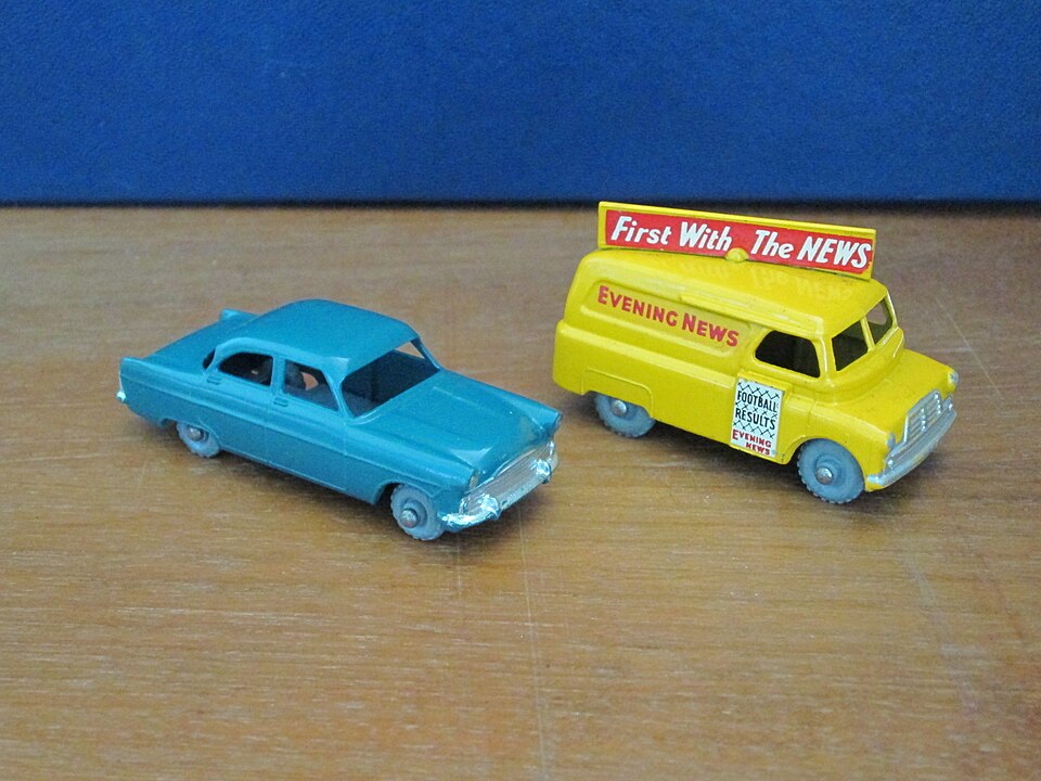 Moko Lesney Ford Zodiac and news van, a model car by Matchbox
