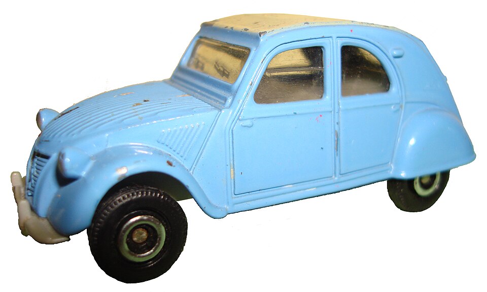 Corgi 2cv white bg, a model car by Corgi toys