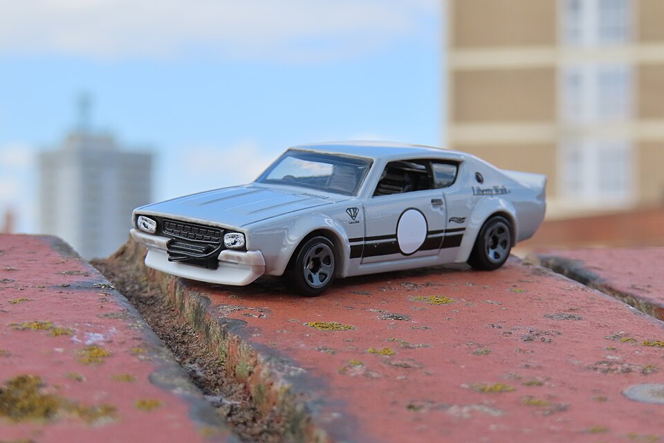 The Nissan Skyline... and the Leicester skyline (53962862792), a model car by Hot Wheels