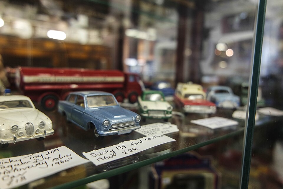 Dinky Ford Cortina for sale, Standard Quay, Faversham - geograph.org.uk - 5098544, a model car by Dinky Toy cars