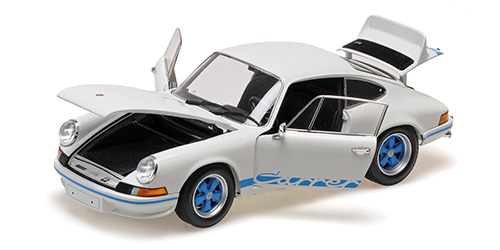 PORSCHE 911 CARRERA RS – 1972 – WHITE W BLUE DECOR 1:18 model