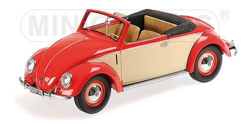 VOLKSWAGEN 1200 CABRIOLET HEBMUELLER – 1949 – RED/CREME 1:18 model