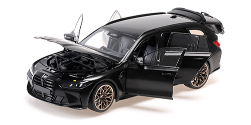 BMW M3 TOURING – 2024 – MATT BLACK W GOLD MAGNESIUM WHEELS AND BLACK INTERIOR BUCKET SEATS 1:18 model