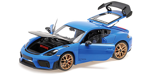 PORSCHE CAYMAN GT4 RS – 2024 -BLUE W/ WEISSACH PACKAGE 1:18 model
