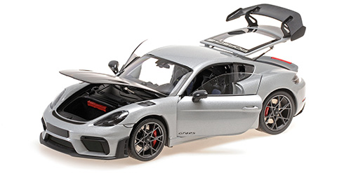PORSCHE CAYMAN GT4 RS – 2024 -SILVER METALLIC W/ WEISSACH PACKAGE 1:18 model