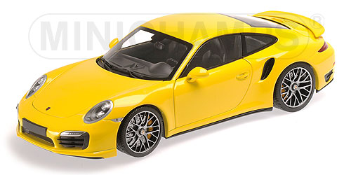 PORSCHE 911 TURBO S (991) – 2013 – YELLOW W. SILVER WHEELS L.E. 300 pcs. 1:18 model