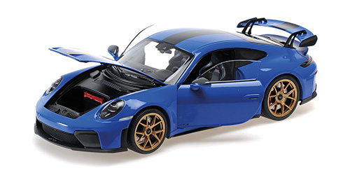 PORSCHE 911 (992.2) GT3 – 2025 – BLUE W/WEISSACH AND GOLD WHEELS 1:18 model