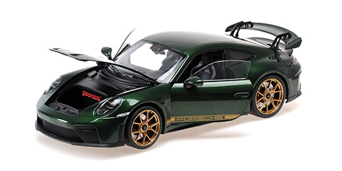 PORSCHE 911 (992.2) GT3 – 2025 – GREEN METALLIC W/GOLDEN WHEELS 1:18 model
