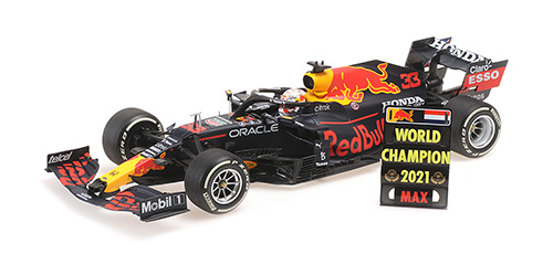 RED BULL RACING HONDA RB16B – MAX VERSTAPPEN – WINNER ABU DHABI GP 2021 W/PITBOARD – WC 2021 1:18 model