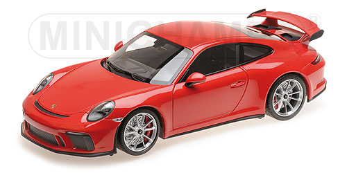 PORSCHE 911 GT3 – 2017 – RED W/ SILVER WHEELS – EXCLUSIVE MINICHAMPS L.E. 299 pcs. 1:18 model