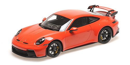 PORSCHE 911 (992) GT3 – 2021 – ORANGE/ BLACK WHEELS 1:18 model