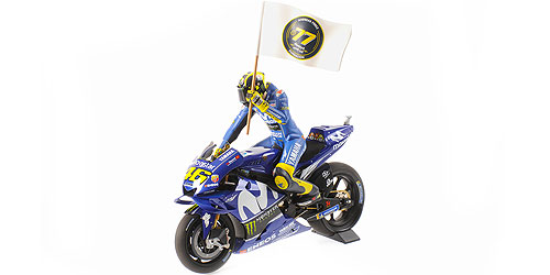 YAMAHA YZR-M1 – MOVISTAR YAMAHA – VALENTINO ROSSI – MOTOGP CATALUNYIA 2018 – W/ FIGURINE W/ FLAG - L.E. 1002 pcs. 1:12 model