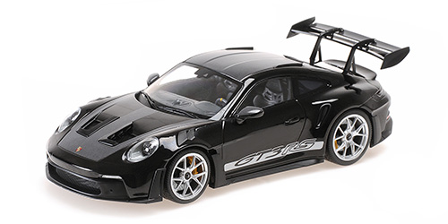 PORSCHE 911 (992) GT3RS – 2023 – BLACK W/ SILVER WHEELS & DECOR 1:18 model