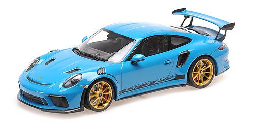 PORSCHE 911 GT3RS (991.2) – 2019 – BLUE W/ WEISSACH PACKAGE W/ GOLDEN MAGNESIUM WHEELS 1:18 model