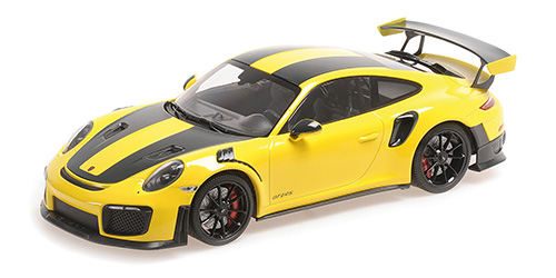 PORSCHE 911 (991.2) GT2RS – 2018 – YELLOW W/ WEISSACH PACKAGE W/ BLACK WHEELS 1:18 model