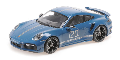 PORSCHE 911 (992) TURBO S COUPE SPORT DESIGN – 2021 – BLUE 1:18 model