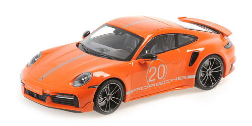 PORSCHE 911 (992) TURBO S COUPE SPORT DESIGN – 2021 – ORANGE 1:18 model
