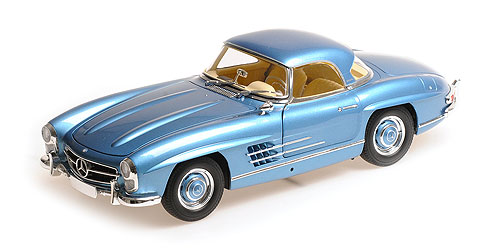 MERCEDES-BENZ 300 SL ROADSTER (W198) – 1958 – BLUE METALLIC – W/ HARDTOP 1:18 model