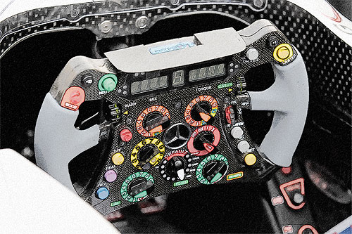 STEERING WHEEL MERCEDES AMG PETRONAS F1 TEAM W03 – MICHAEL SCHUMACHER 2012 - L.E. 500 pcs. 1:2 model