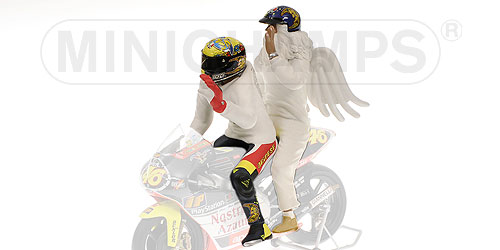 FIGURINE – VALENTINO ROSSI (+ ANGEL) – GP 250 RIO – 1999 L.E. 1999 pcs. 1:12 model