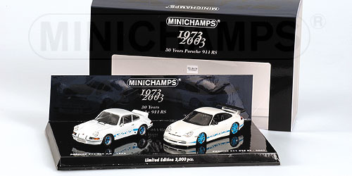 PORSCHE 2-CAR SET 911RS 30TH. ANNIVERSARY (RSR-1973+GT3 RS 2003) 1:43 model
