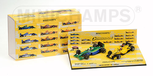 JORDAN 1991-2005 COMMEMORATIVE SET / JORDAN FORD 191 – B.GACHOT / JORDAN TOYOTA EJ 15 – T.MONTEIRO L.E. 1008 pcs. 1:43 model