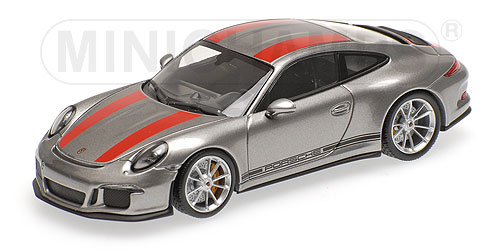PORSCHE 911 R – 2016 – SILVER W/ RED STRIPES AND W/ BLACK WRITING L.E. 504 pcs. 1:43 model