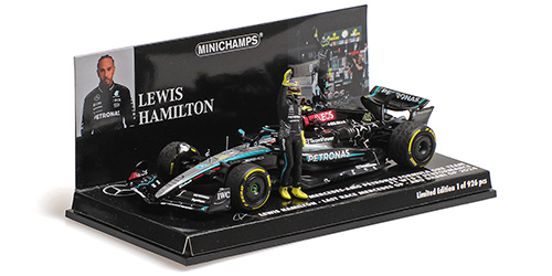 MERCEDES-AMG PETRONAS FORMULA ONE TEAM F1 W15 E PERFORMANCE – LEWIS HAMILTON – LAST RACE MERCEDES GP – ABU DHABI GP 2024 W/FIGURINE 1:43 model