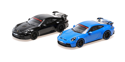 2 CAR SET – PORSCHE 911 (992) GT3 – 2021 – SHARKBLUE & BLACK – SPORT AUTO - L.E. 525 pcs. 1:43 model