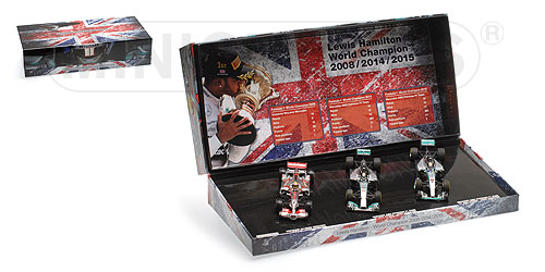 3-CAR SET – LEWIS HAMILTON WORLD CHAMPION TRIPLE SET – 2008/2014/2015 L.E. 1015 pcs. 1:43 model