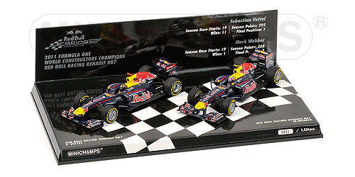 2-CAR SET – RED BULL RACING RB7 – CONSTRUCTOR WORLD CHAMPION 2011 1:43 model