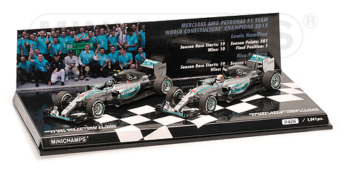 2-CAR SET – MERCEDES AMG PETRONAS FORMULA ONE TEAM – CONSTRUCTOR WORLD CHAMPION 2015 – F1 W06 HYBRID - L.E. 1041 pcs. 1:43 model