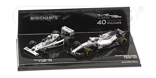 2-CAR SET – WILLIAMS FORD FW06 JONES 1978/WILLIAMS FW40 MASSA 2017 – WILLIAMS F1 40TH ANNIVERSARY 1:43 model