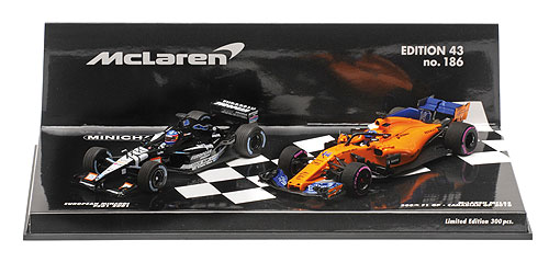 2-CAR SET – EUROPEAN MINARDI PS01 2001 & MCLAREN RENAULT MCL33 CANADIAN GP 2018 – FERNANDO ALONSO - L.E. 300 pcs. 1:43 model