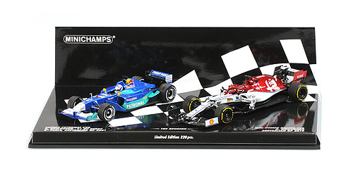 2-CAR SET – RED BULL SAUBER PETRONAS C20 / ALFA ROMEO RACING C38 – KIMI RÄIKKÖNEN – 2001/2019 1:43 model