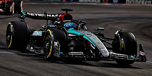 2-CAR SET MERCEDES-AMG PETRONAS FORMULA ONE TEAM F1 W15 E PERFORMANCE – 1-2 FINISH RUSSEL / HAMILTON – LAS VEGAS GP 2024 1:43 model