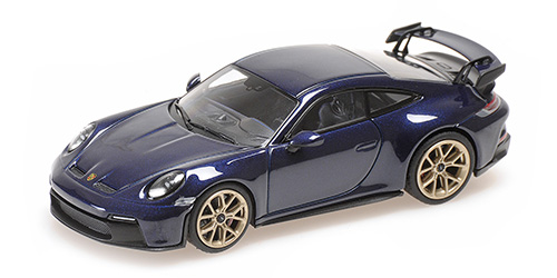 PORSCHE 911 (992) GT3 – 2020 – BLUE METALLIC W/ GOLD WHEELS – EXCL. MINICHAMPS.DE - L.E. 100 pcs. 1:43 model